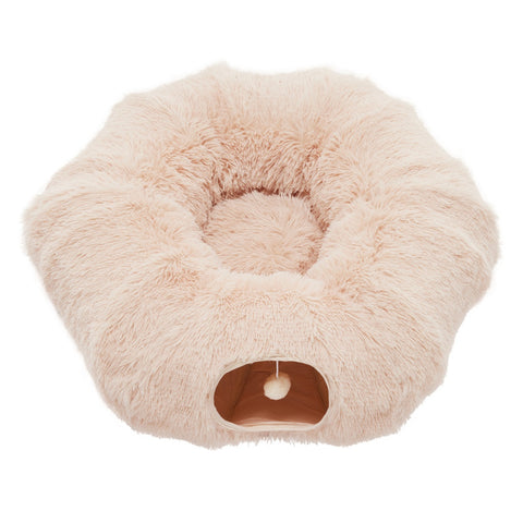 Cat Tunnel With Cat Bed For Indoor, Soft Plush Peekaboo Cat Cave Donut Tunnel, For Cats Kittens, Rabbit