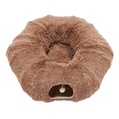 Cat Tunnel With Cat Bed For Indoor, Soft Plush Peekaboo Cat Cave Donut Tunnel, For Cats Kittens, Rabbit