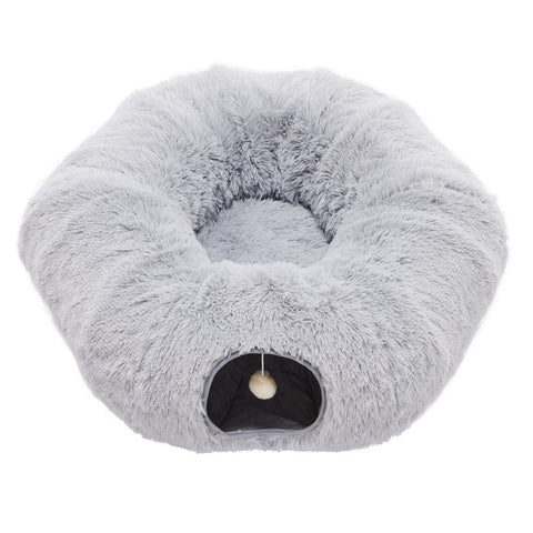 Cat Tunnel With Cat Bed For Indoor, Soft Plush Peekaboo Cat Cave Donut Tunnel, For Cats Kittens, Rabbit