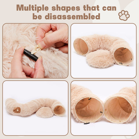 Cat Tunnel With Cat Bed For Indoor, Soft Plush Peekaboo Cat Cave Donut Tunnel, For Cats Kittens, Rabbit